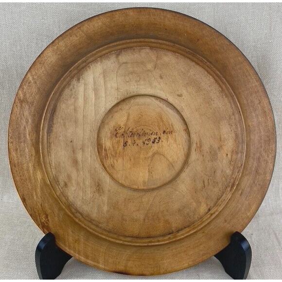 Our Daily Bread Vintage Hand Turned Wooden Plate Happy Easter 1953 - Picture 6 of 9